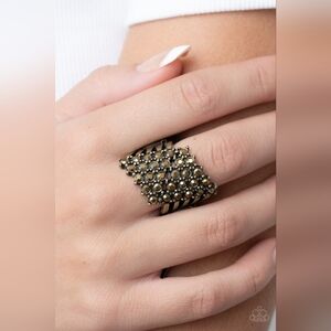 Slanted Smolder Brass Ring